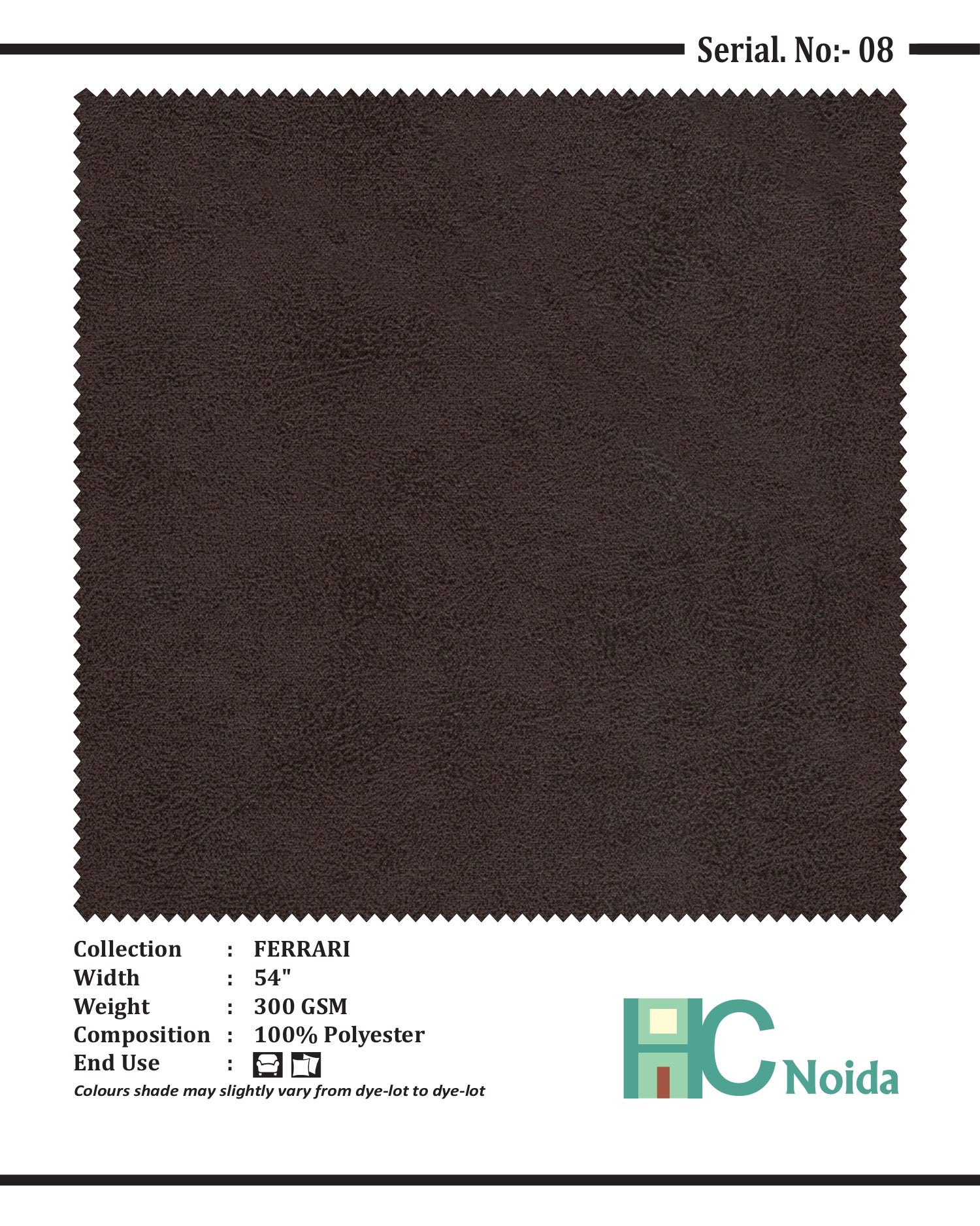 FERRARI D BROWN SUEDE UPHOLSTERY FABRIC