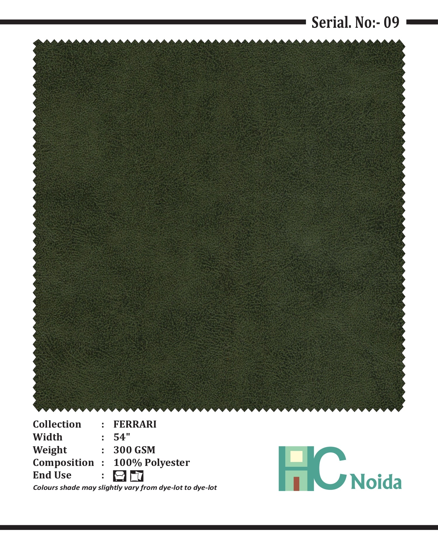 FERRARI OLIVE GREEN SUEDE UPHOLSTERY FABRIC
