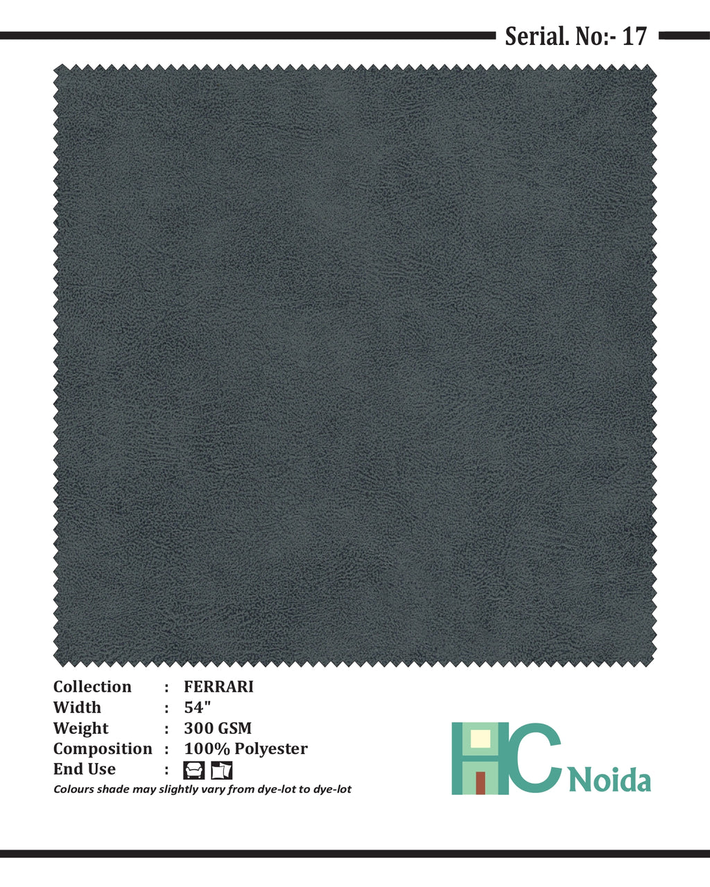 FERRARI GREY SUEDE UPHOLSTERY FABRIC