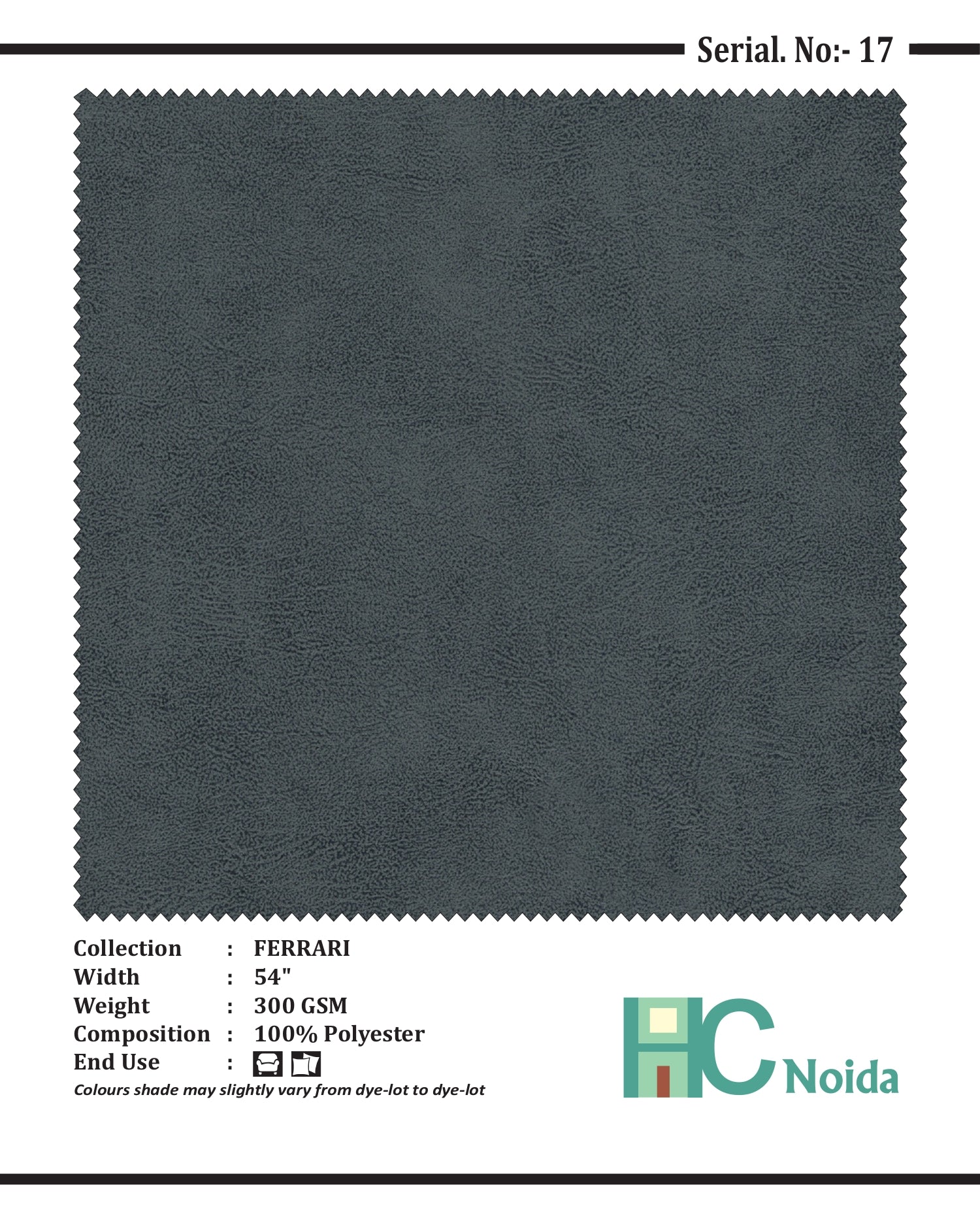 FERRARI GREY SUEDE UPHOLSTERY FABRIC