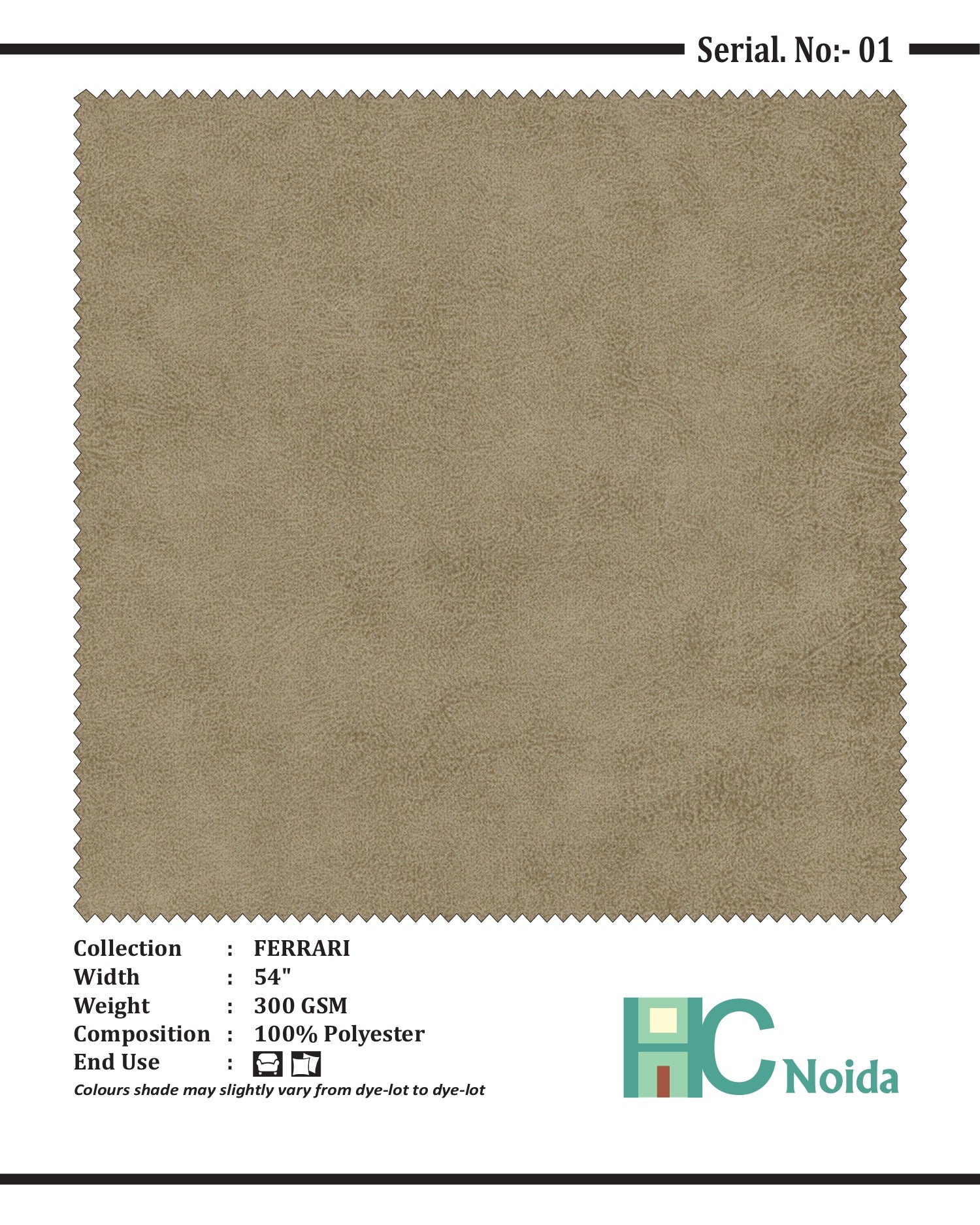 FERRARI BEIGE SUEDE UPHOLSTERY FABRIC