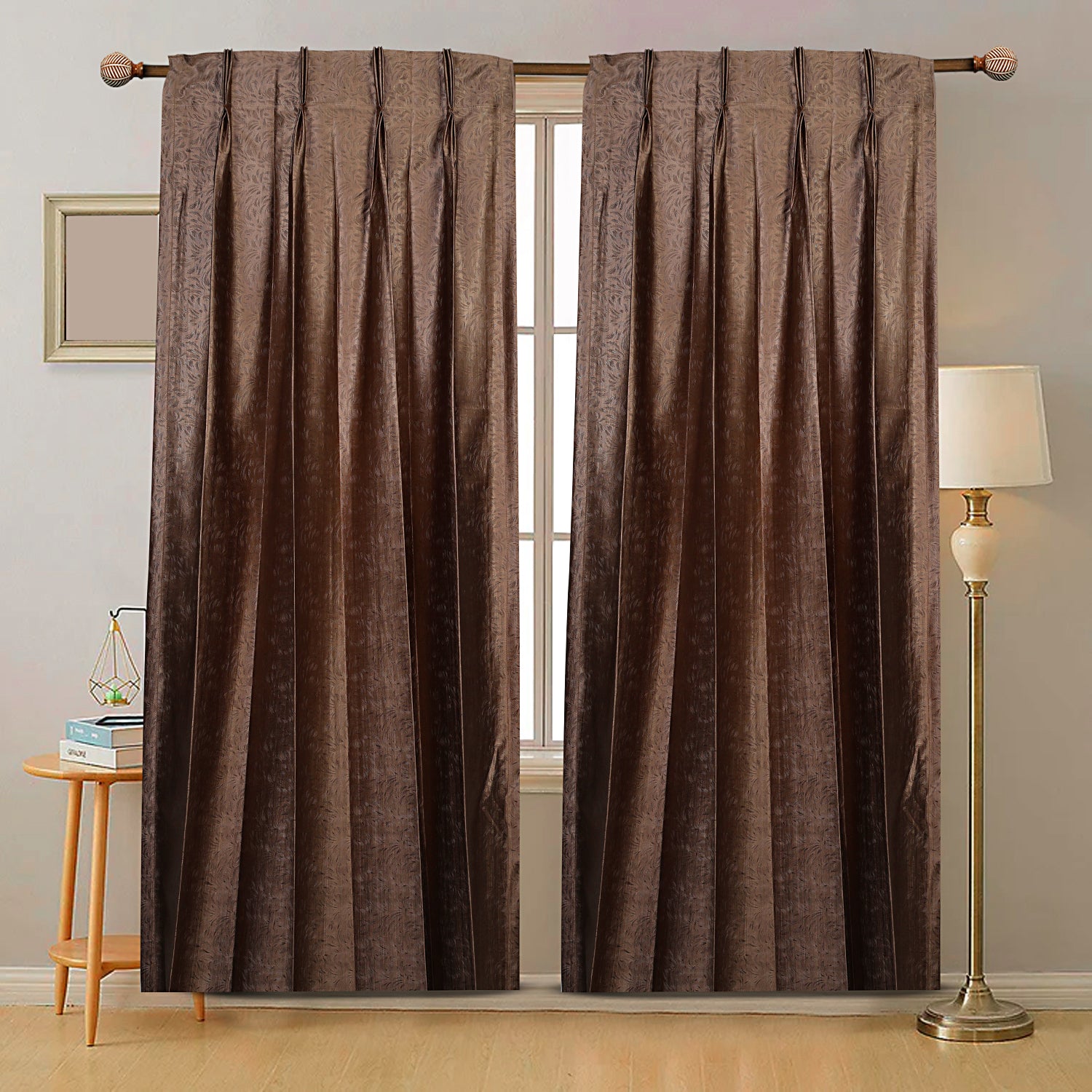 Cocoa Leaf Mocha Brown Curtains