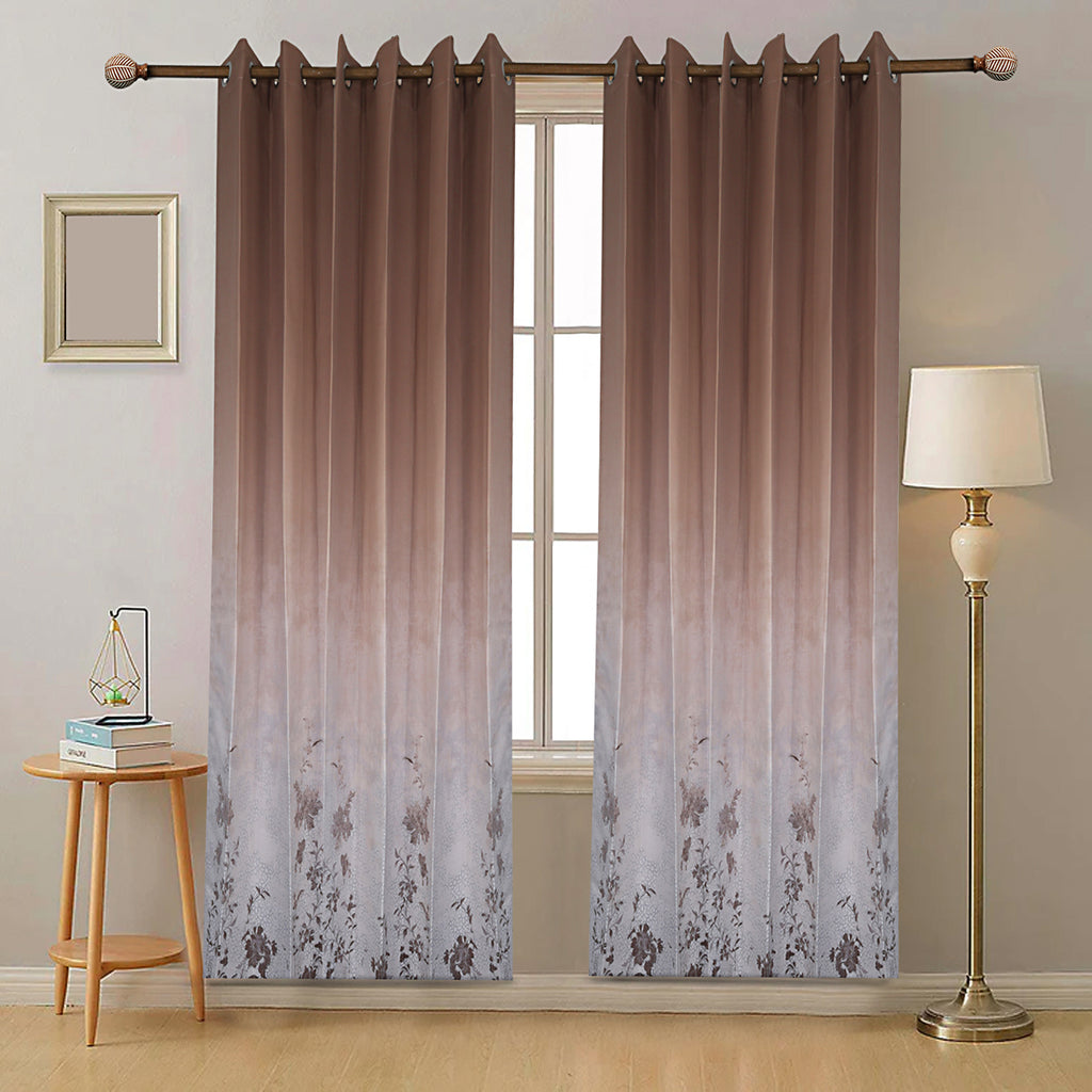 Brown meadow floral panel curtain