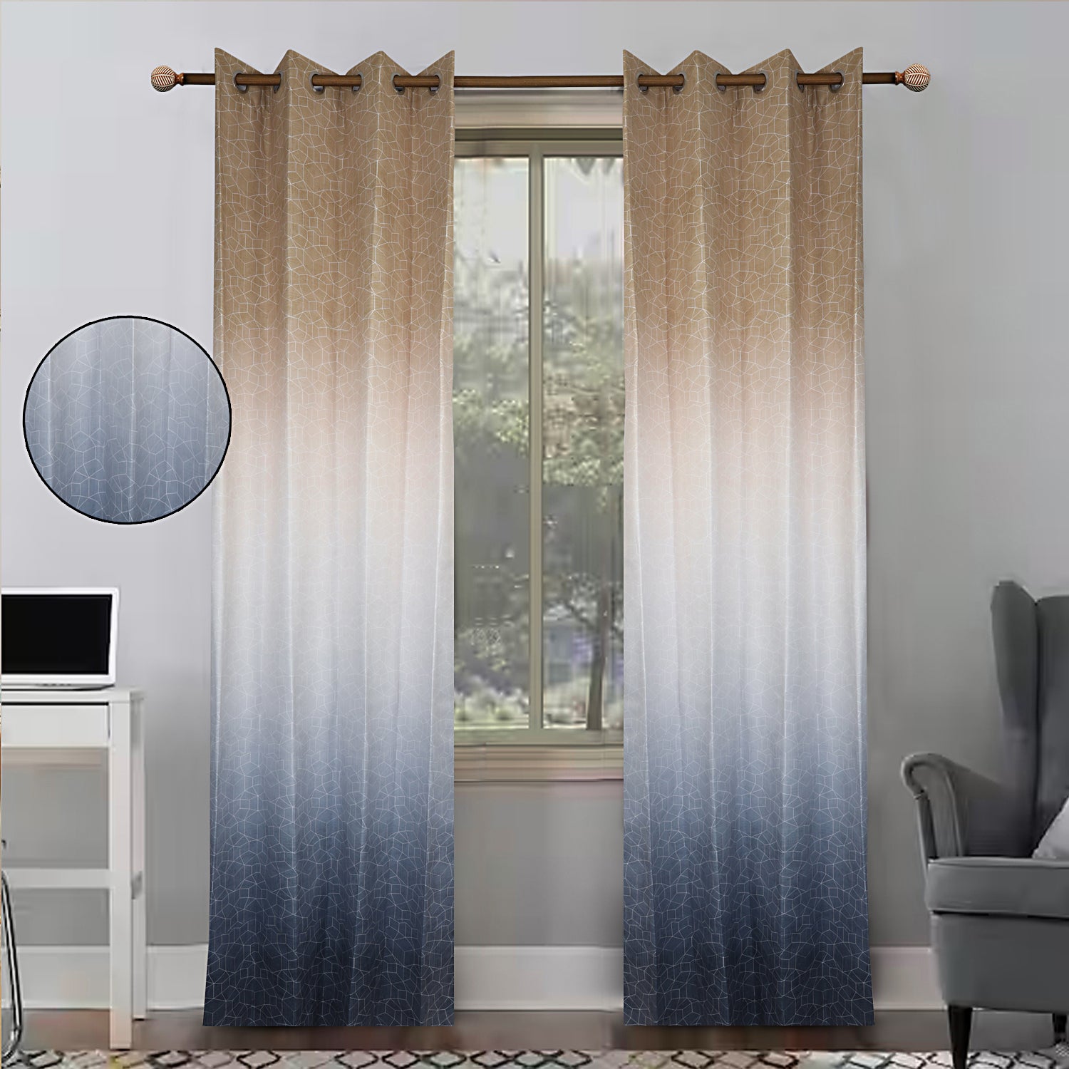 Ocean tessera mosaic gradient panel curtain