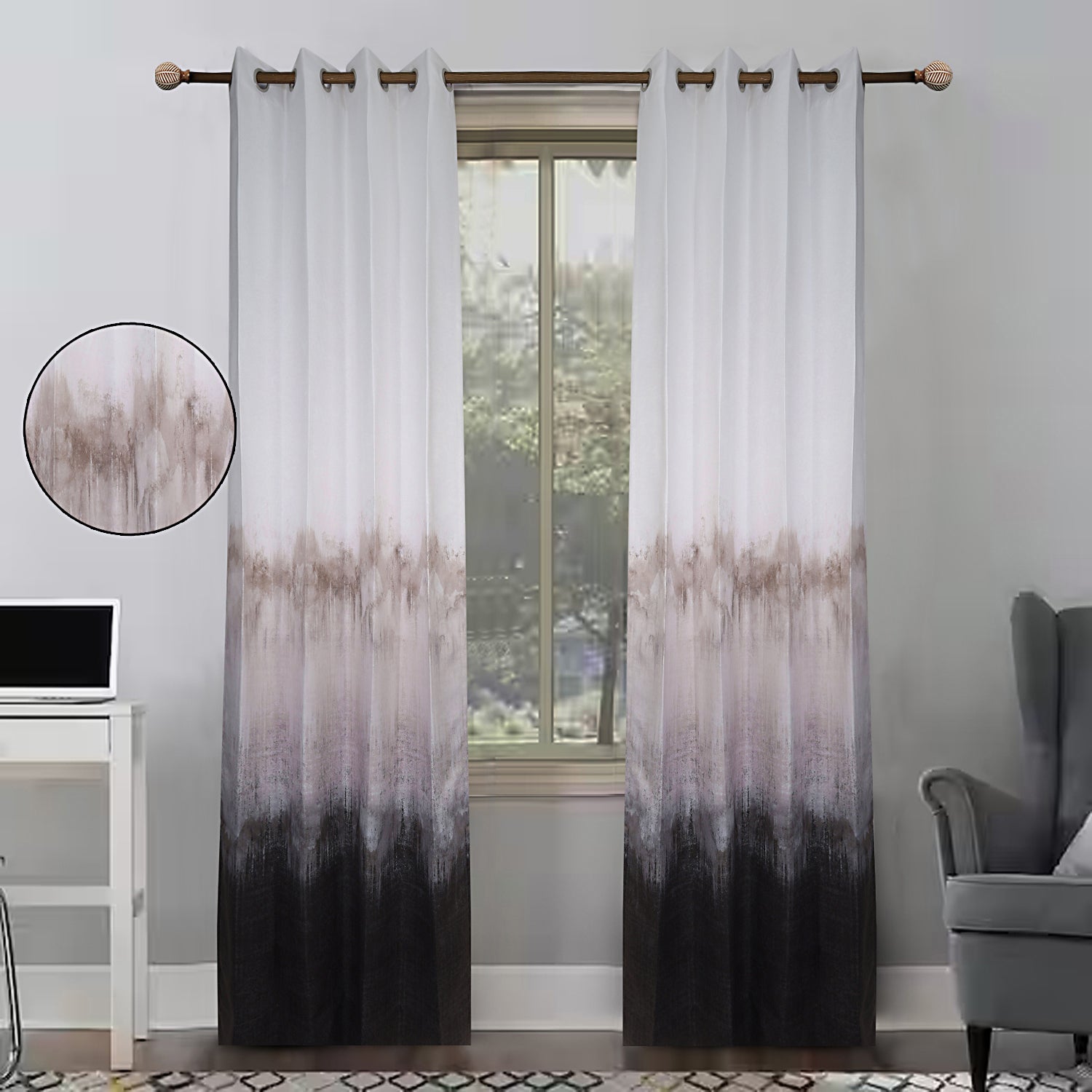 Black Ice frost gradient panel curtain