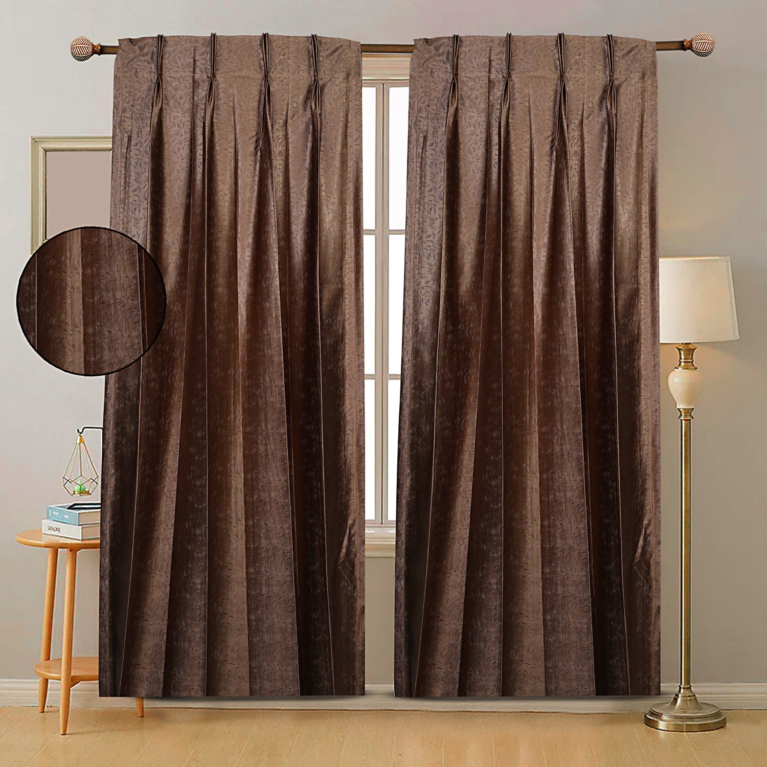Cocoa Leaf Mocha Brown Curtains