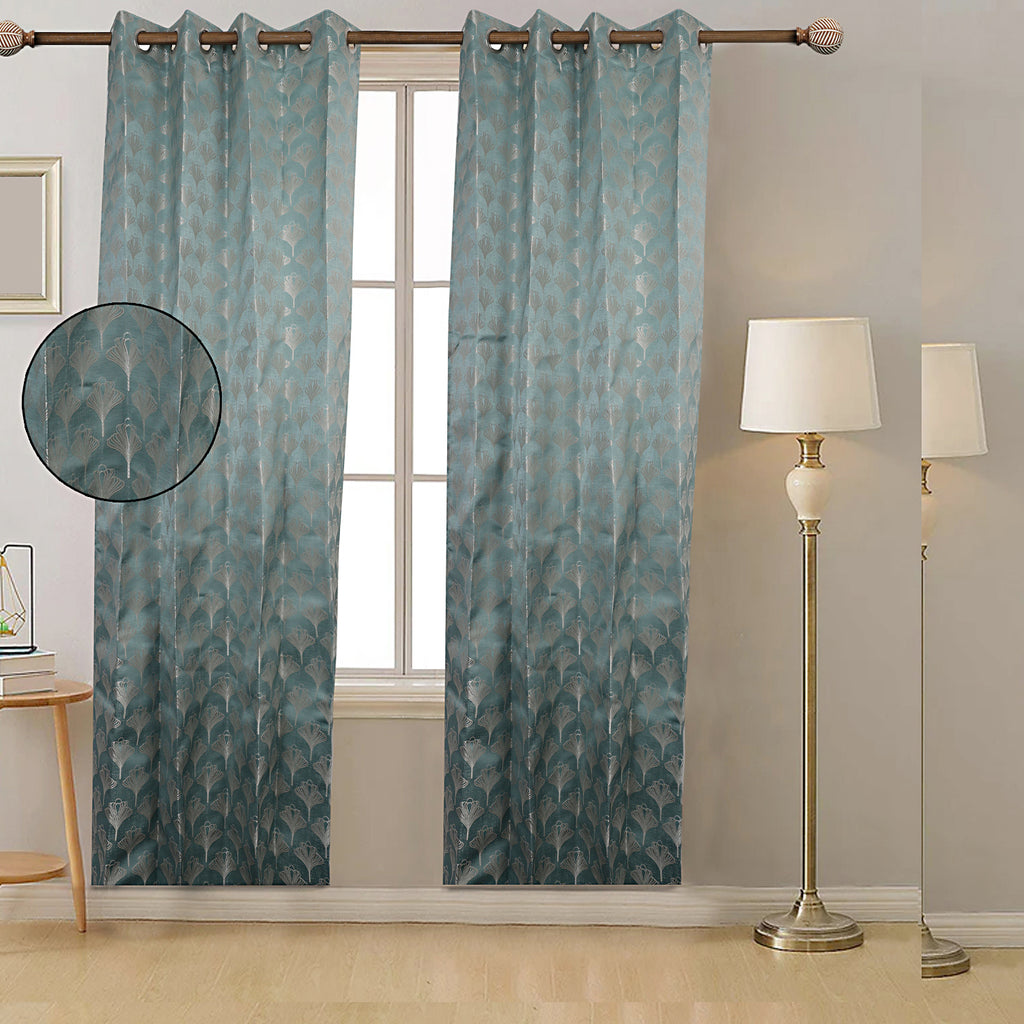 Aurelia art deco teal curtain