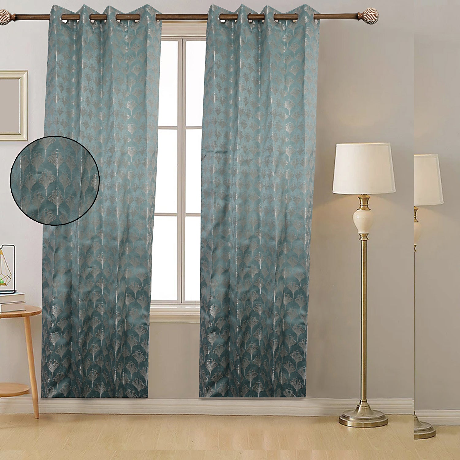 Aurelia art deco teal curtain