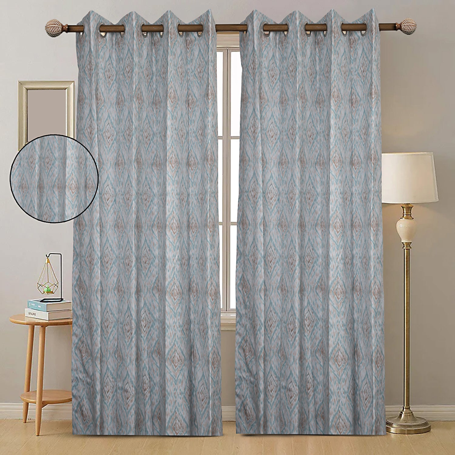 Diamond Mirage Abstract Geometric Printed Curtain